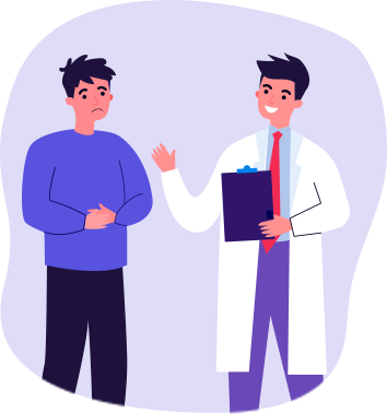 An illustration of a patient speaking clearly to their doctor.