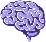 Brain-bowel connection icon: An icon of the profile of a human brain to represent the brain-bowel connection.