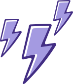 Nerve sensitivity icon: An icon of three lightning bolts striking to represent nerve sensitivity in the intestines. 