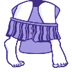 Incomplete BM icon: Icon of a person’s feet turned inward, underwear hanging at the ankles, as they experience an incomplete bowel movement.