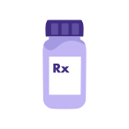 An icon of a closed prescription medication bottle labeled "Rx."