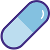 An icon of a pill capsule. 