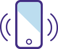 An icon of a ringing smartphone to represent enrolling to receive daily medication reminders. 