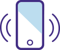An icon of a ringing smartphone to represent enrolling to receive daily medication reminders.