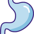 An icon of an empty anatomical stomach to represent taking LINZESS on an empty stomach 30 minutes before your first meal. 