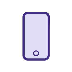 An icon of a smartphone with blank screen to represent enrolling in daily medication reminders.