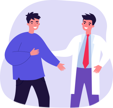 An illustration of a patient speaking with a doctor.