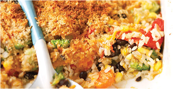 Delicious Low FODMAP Cheese & Vegetable Rice Casserole. 