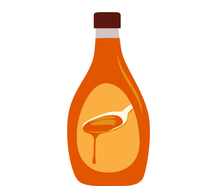 A bottle of molasses or maple syrup. 