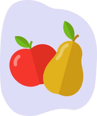 An illustration of pears and apples. 