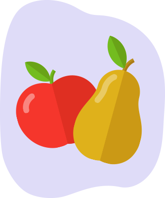 An illustration of pears and apples.