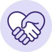 A heart shaped icon formed by two hands holding to represent signing up to receive tips, information, recipes, and more.